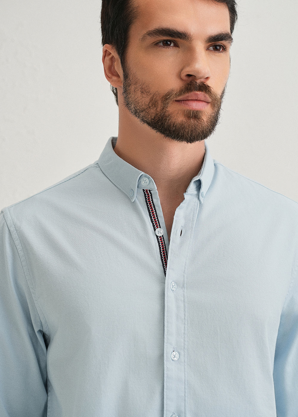 Light Blue Contrast Placket Shirt