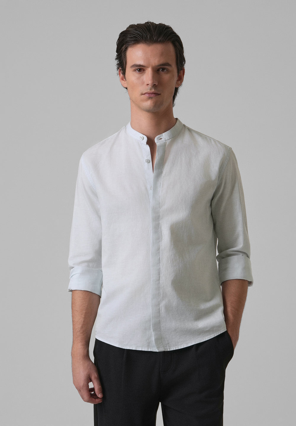 Light Blue Cotton Linen Shirt
