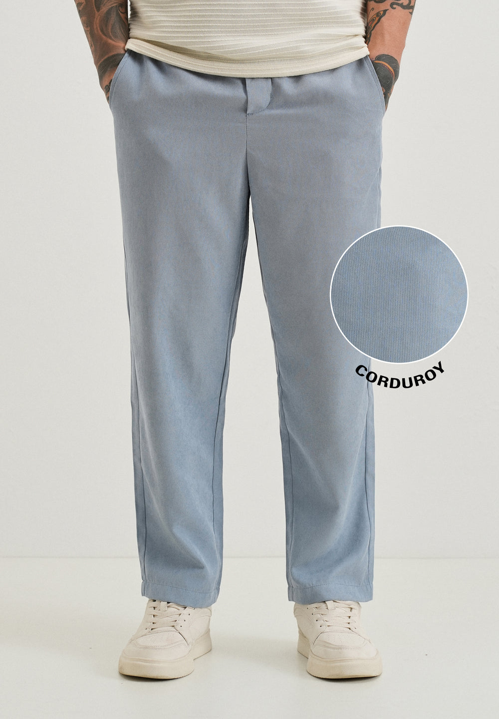 Light Blue Pin Stripe Corduroy Pant