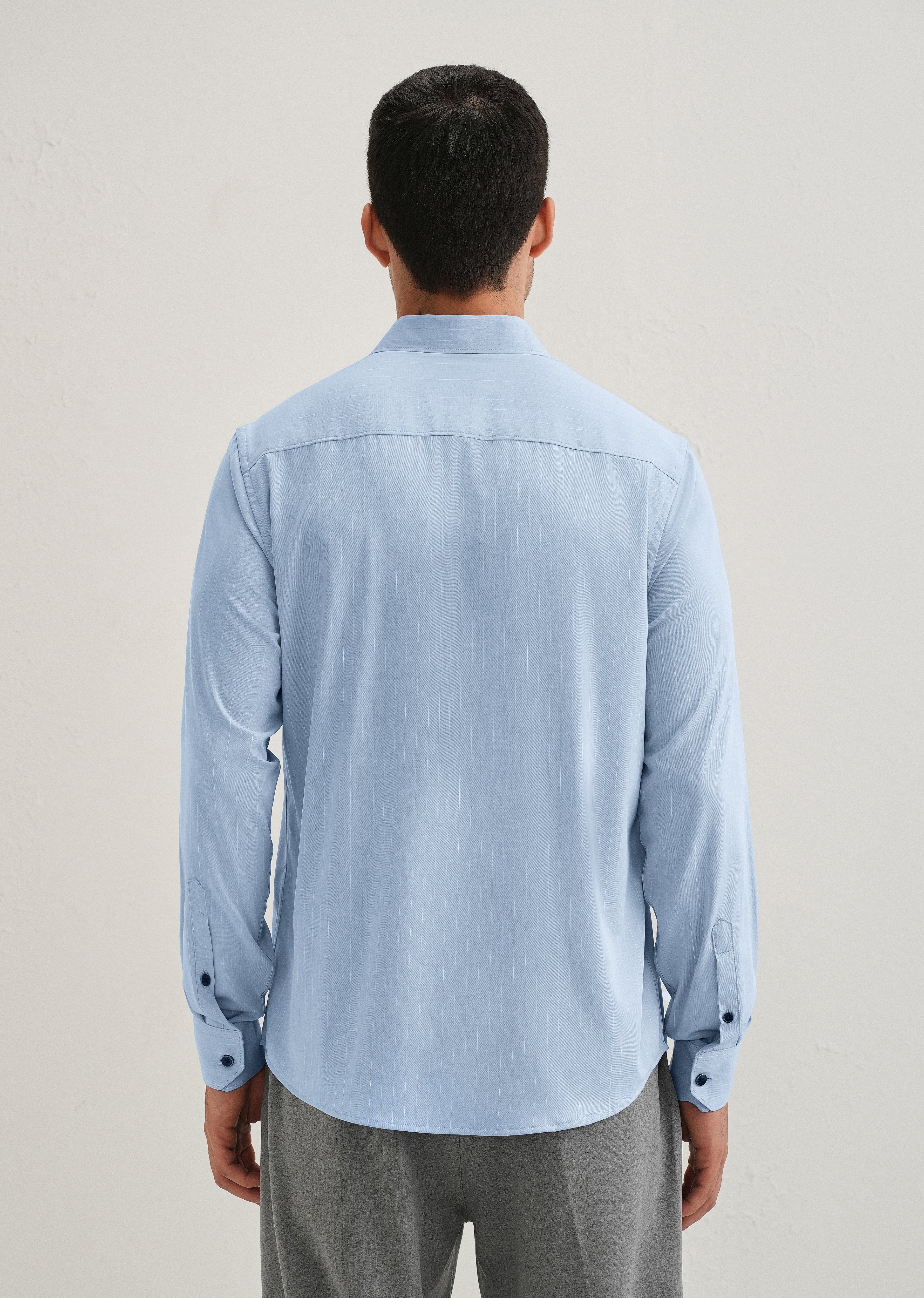 Light Blue Pin Striped Wrinkle Free Shirt