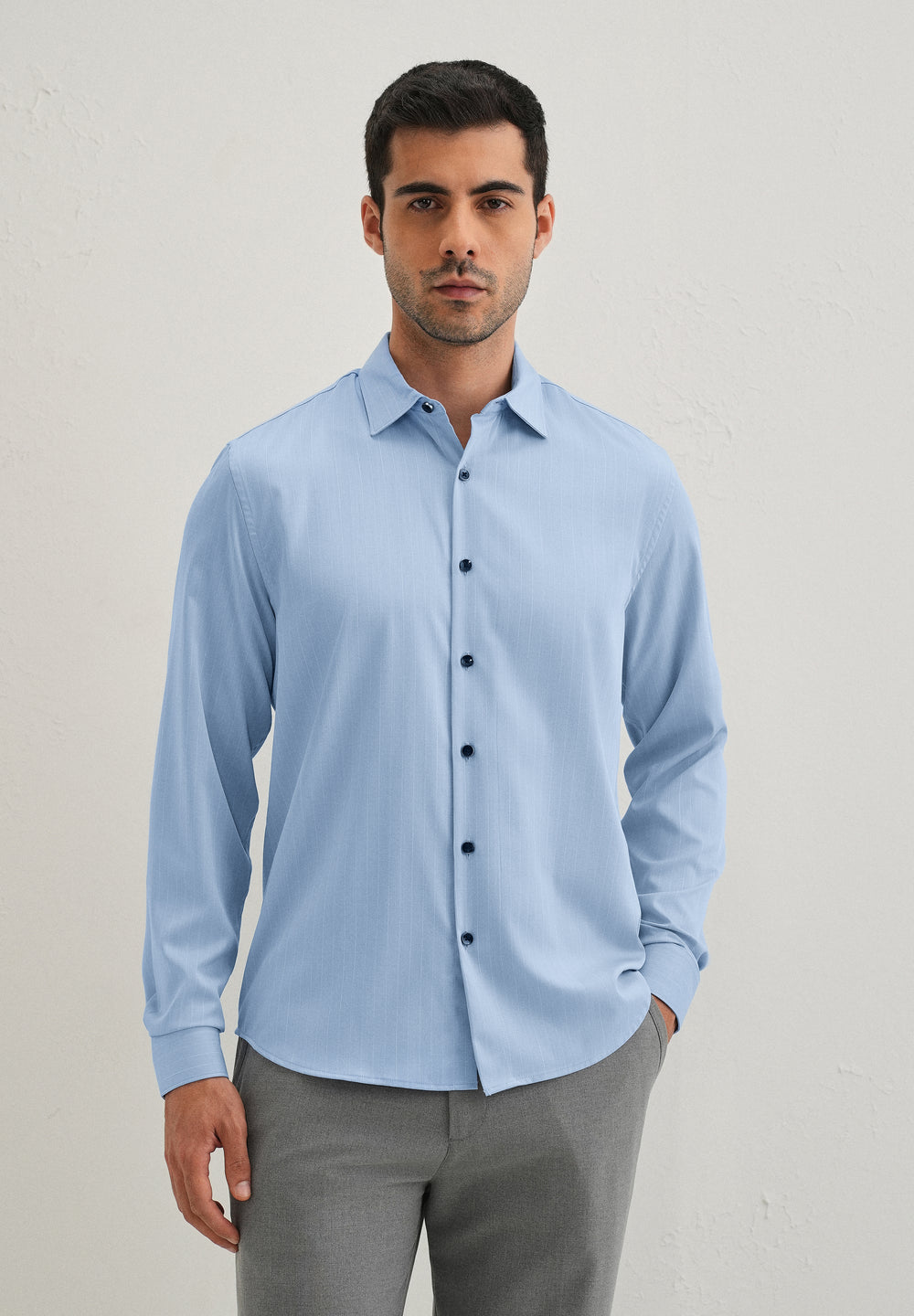 Light Blue Pin Striped Wrinkle Free Shirt