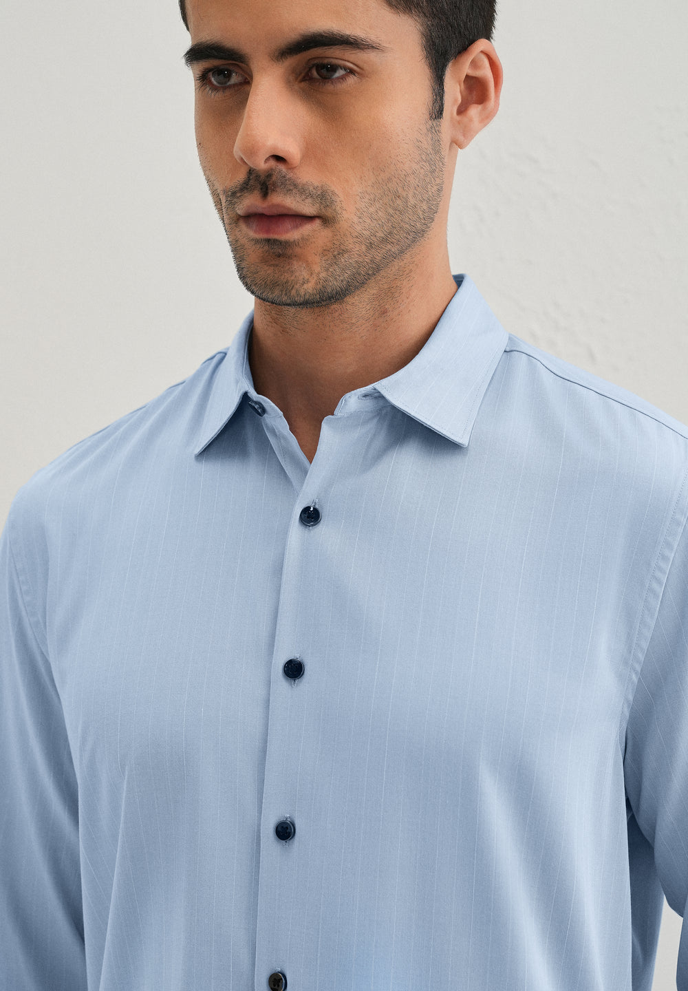 Light Blue Pin Striped Wrinkle Free Shirt