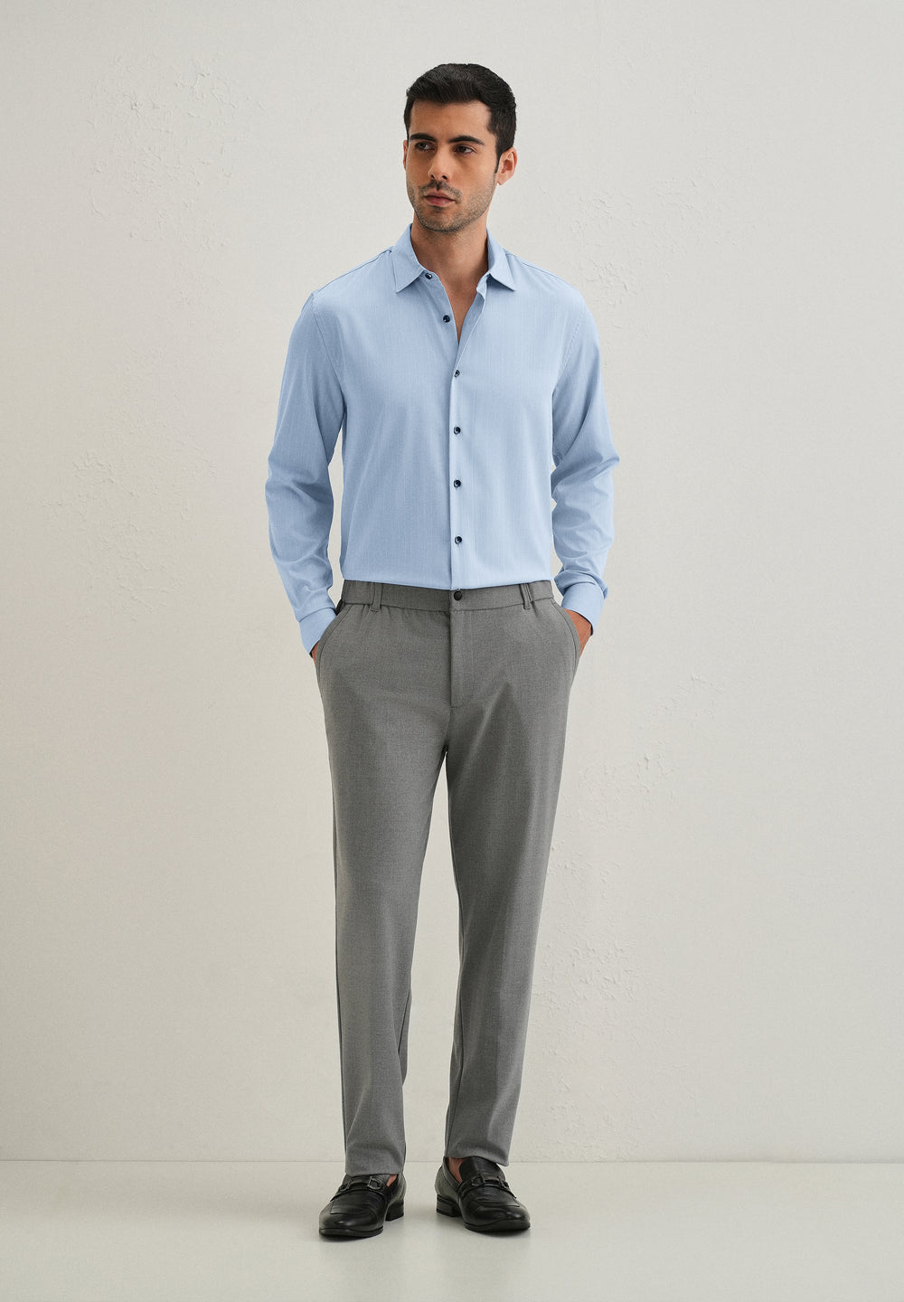 Light Blue Pin Striped Wrinkle Free Shirt