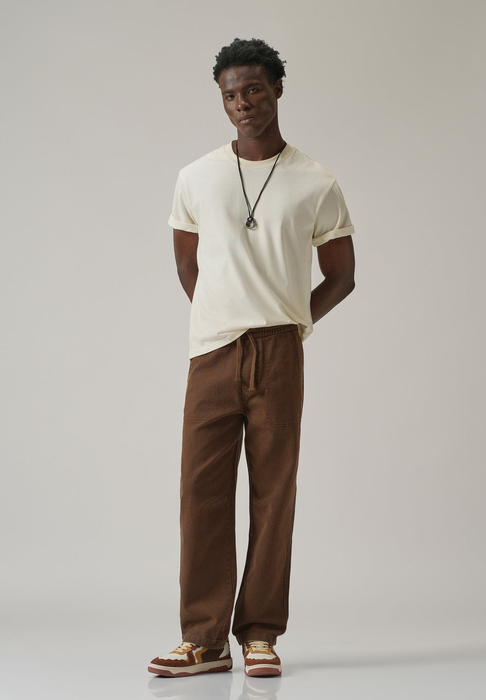 Light Brown Drawstring Drill Denim