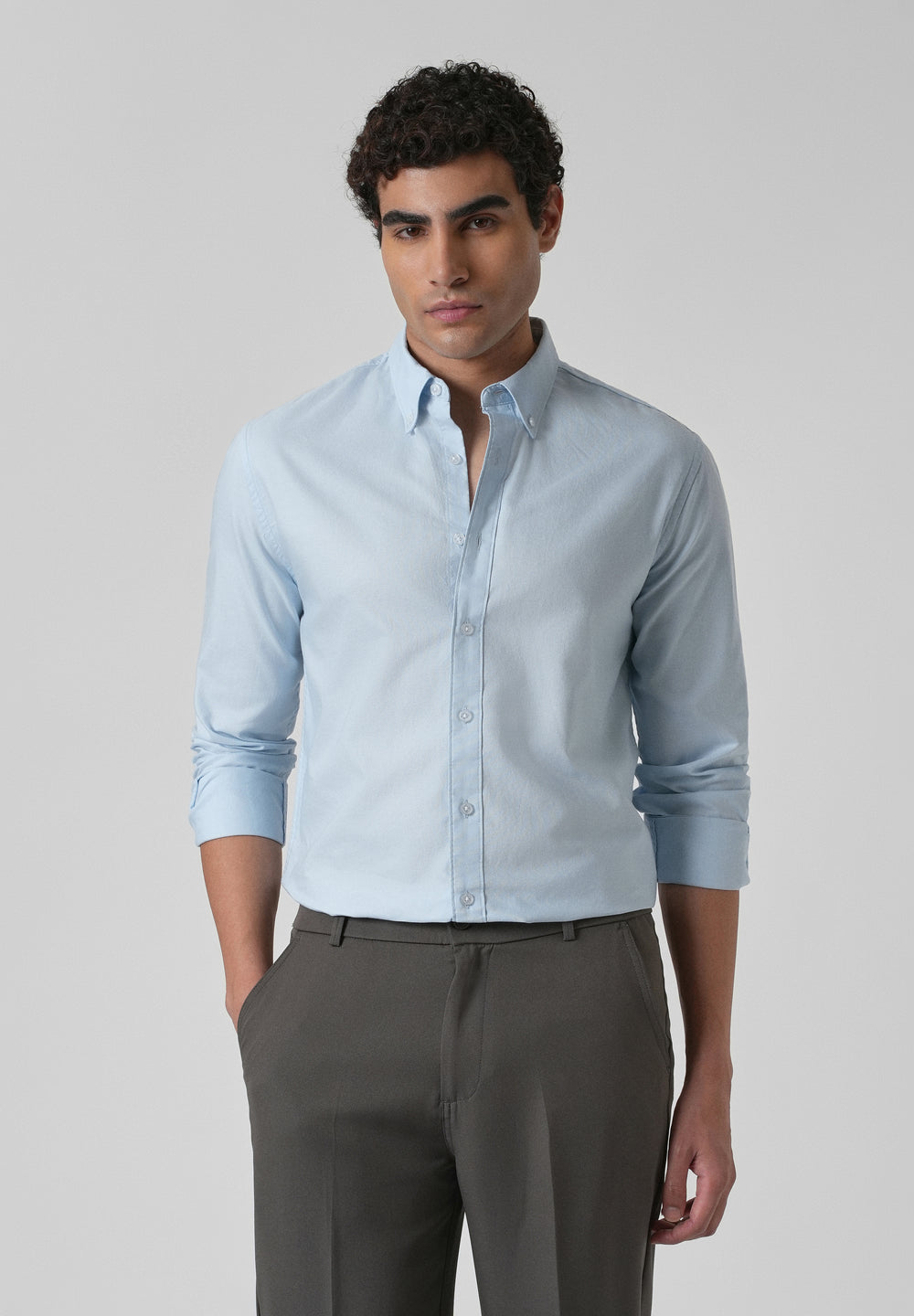 Light Cobalt Blue Plain Oxford Shirt