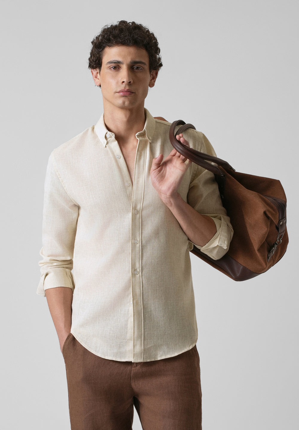 Light Cream Blended Linen shirt