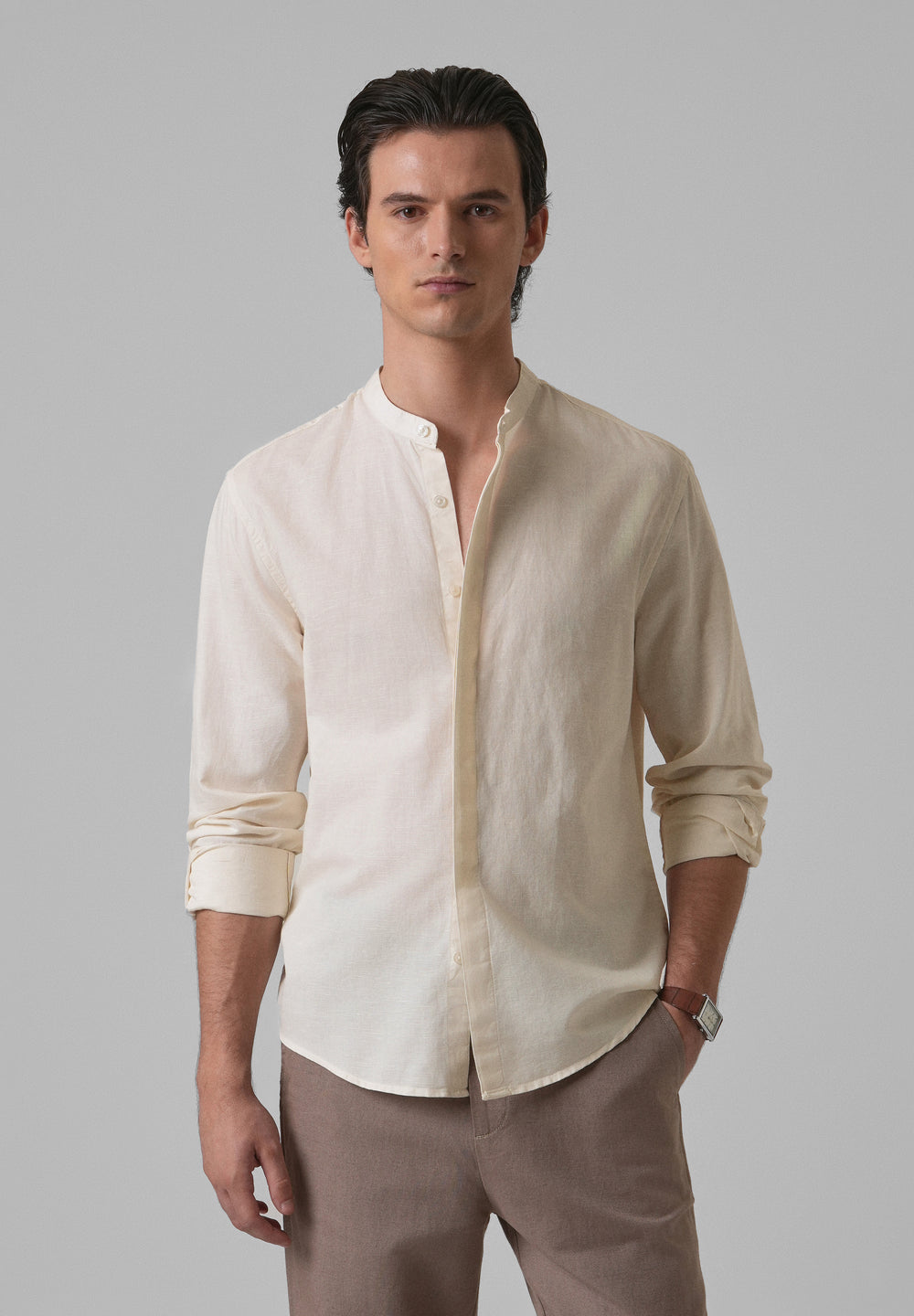 Light Cream Cotton Linen Shirt