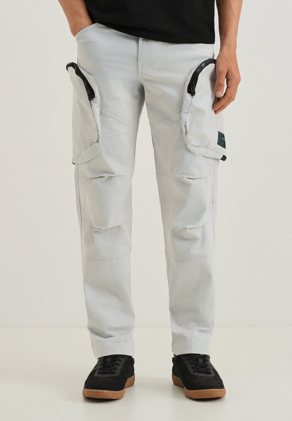 Light Gray Zipper Cargo Pant