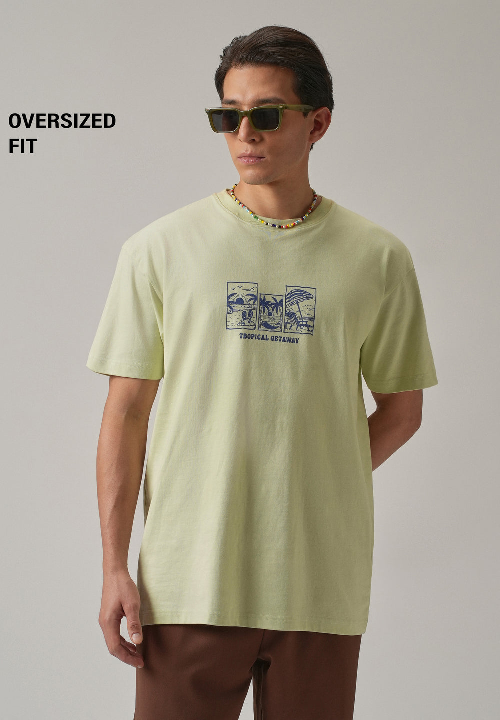 Light Green Back Printed Oversized T-Shirt