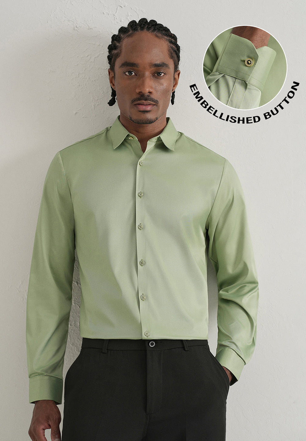 Light Green Plain Stitchless Placket Shirt