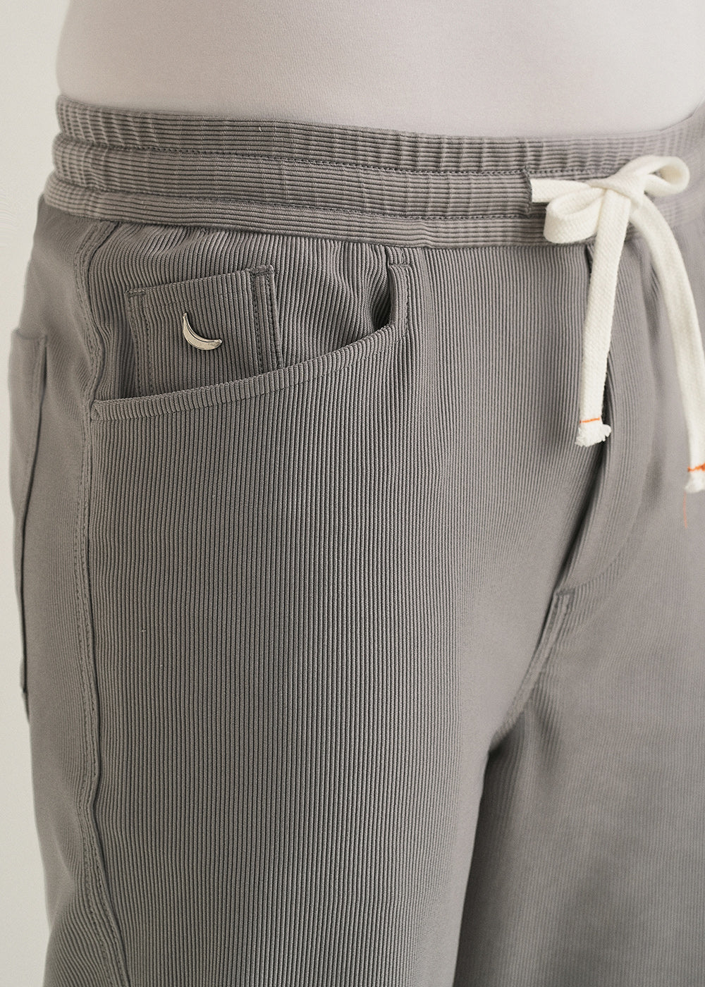 Light Grey Straight Fit Corduroy Pants