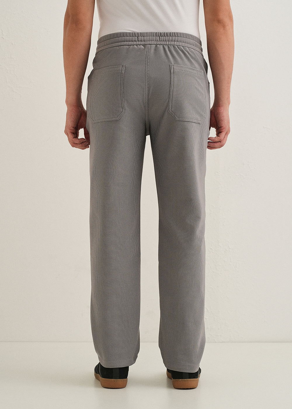 Light Grey Straight Fit Corduroy Pants
