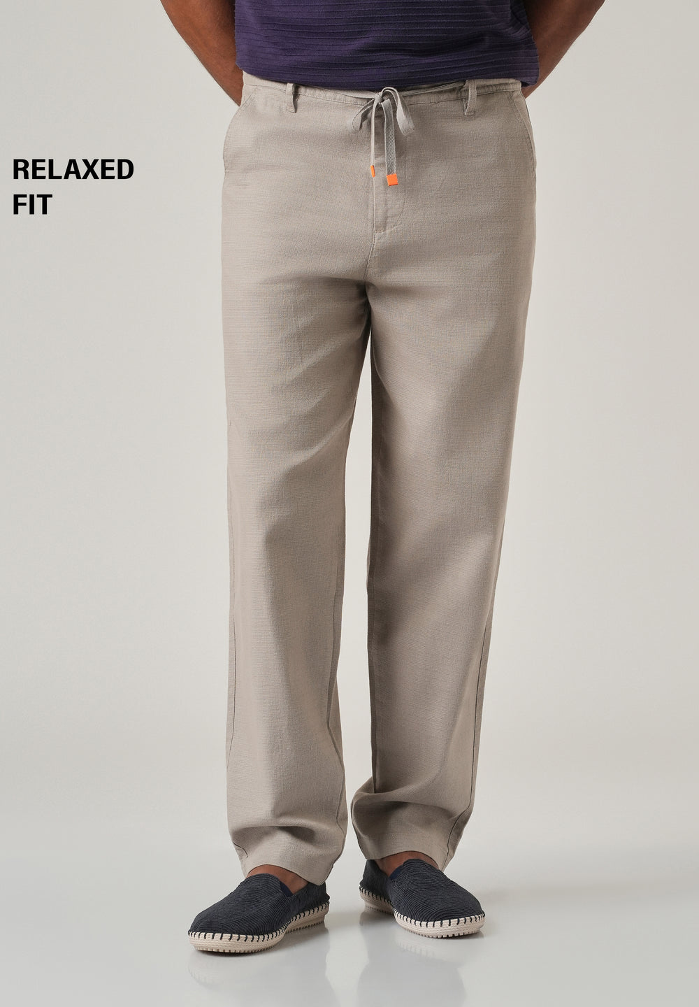 Light Grey Linen-Look Cotton Trousers