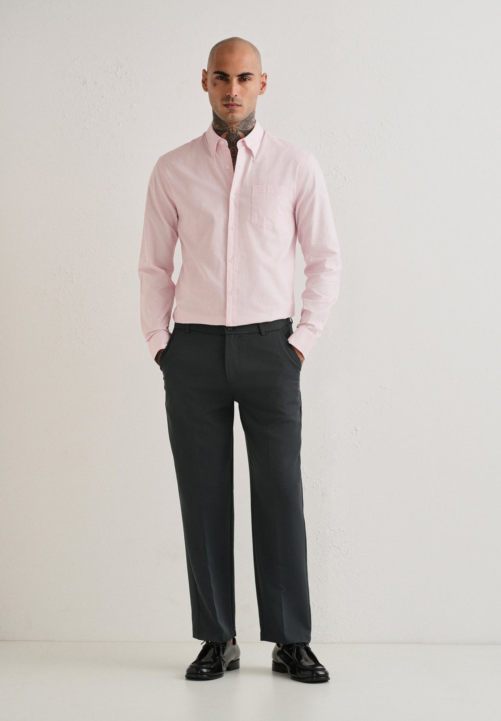 Light Pink Plain Cotton Oxford Shirt