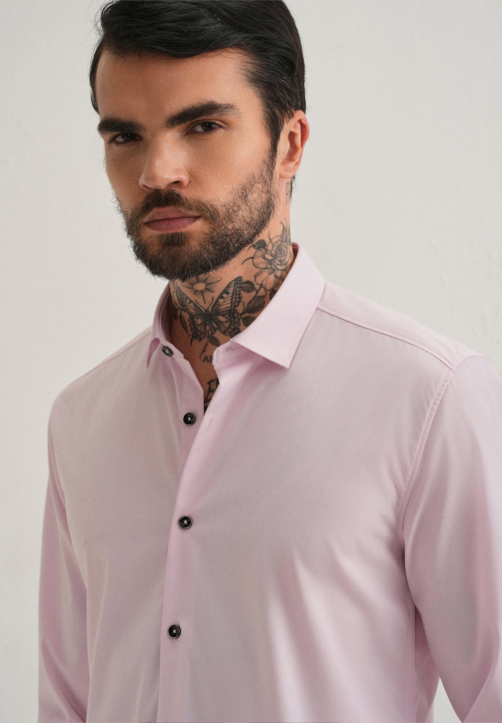 Light Pink Plain Wrinkle Free Shirt