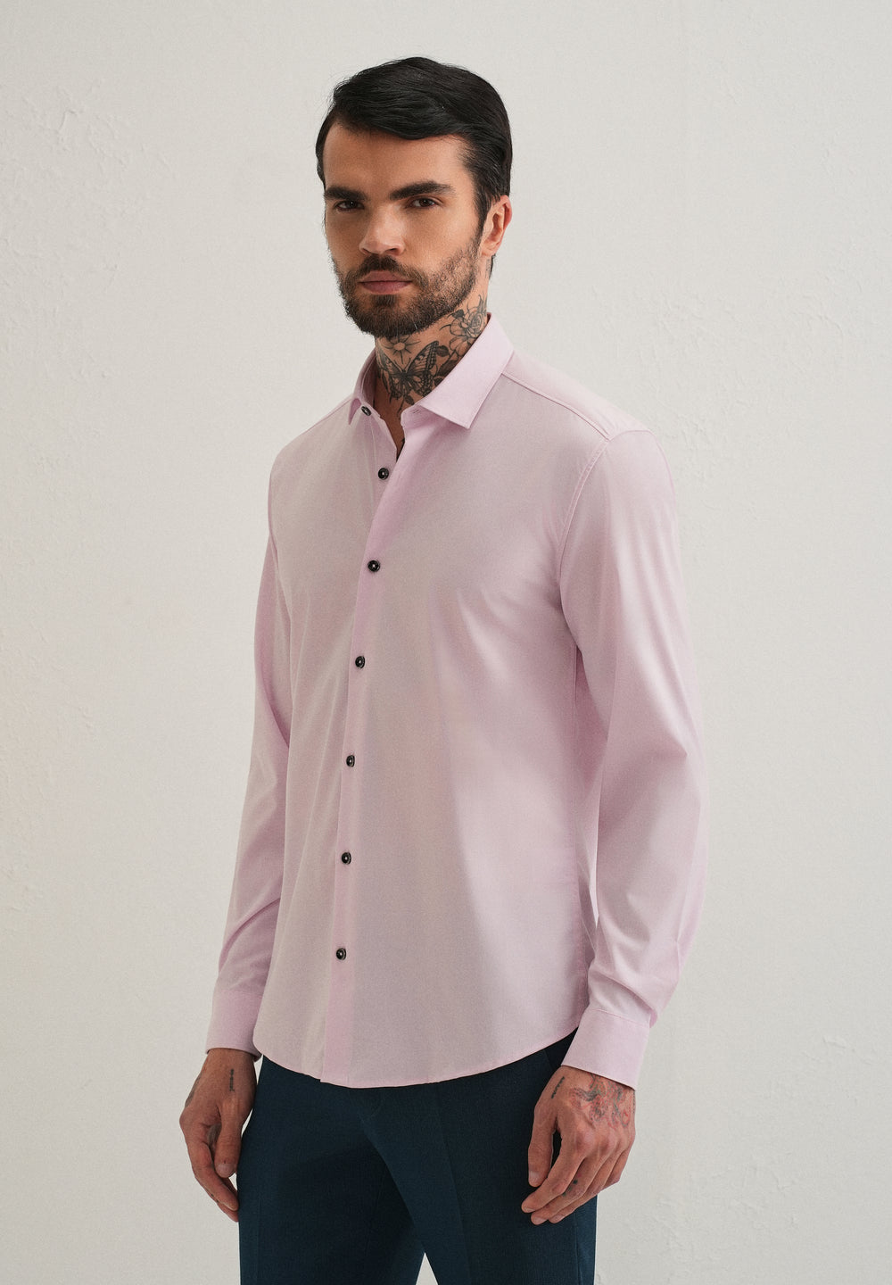 Light Pink Plain Wrinkle Free Shirt