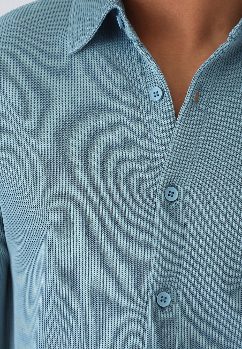 Light Blue Plain Knitted Shirt