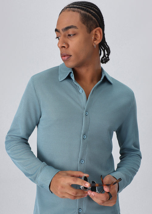 Light Blue Plain Knitted Shirt