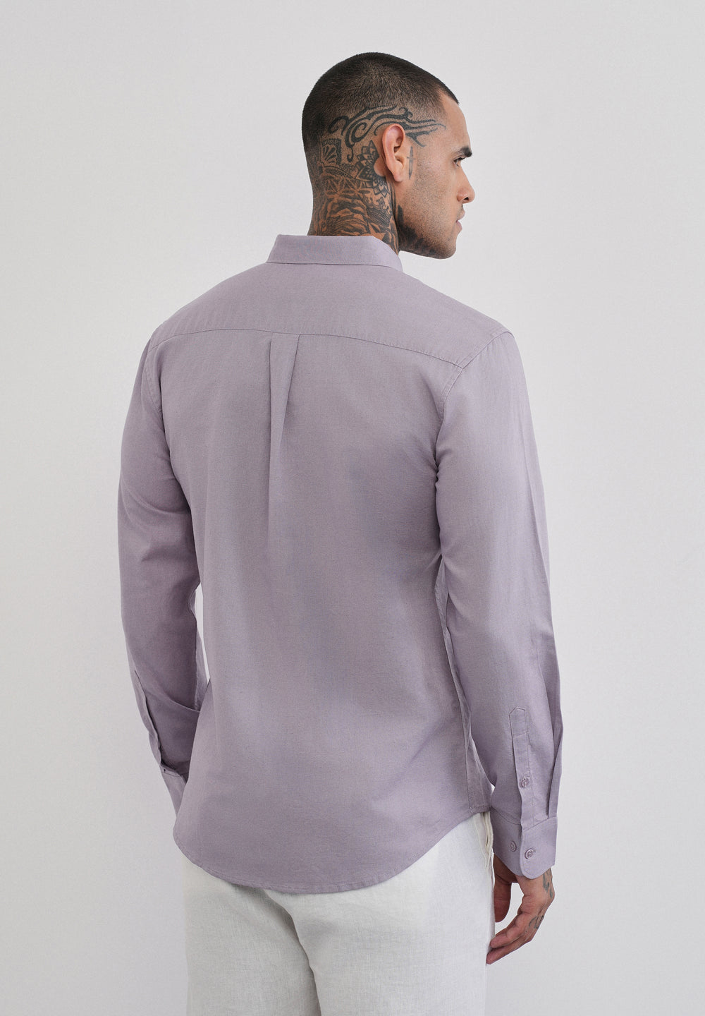 Lilac Cotton Linen Plain Shirt