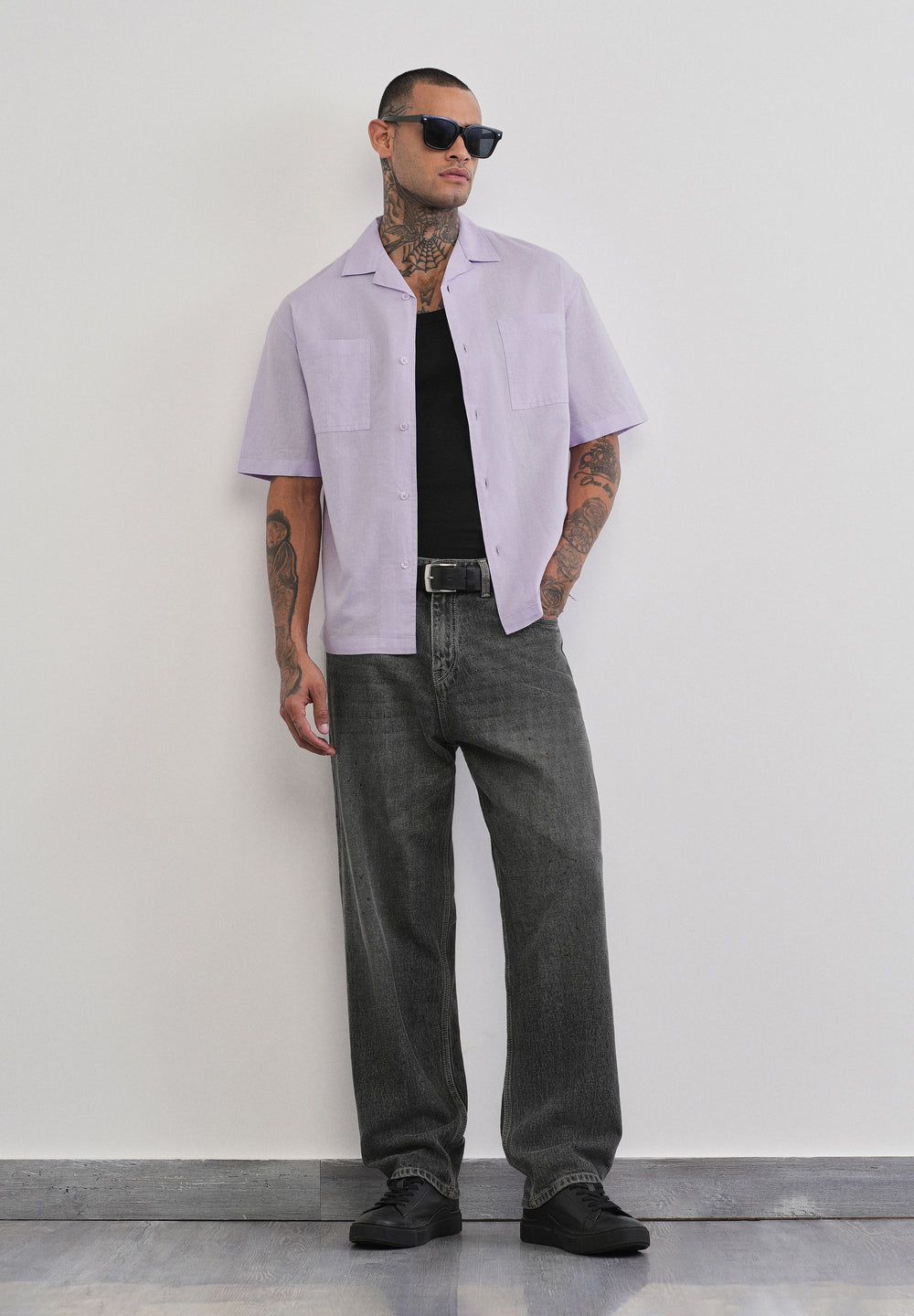 Lilac Double Pocket Cotton Linen Shirt