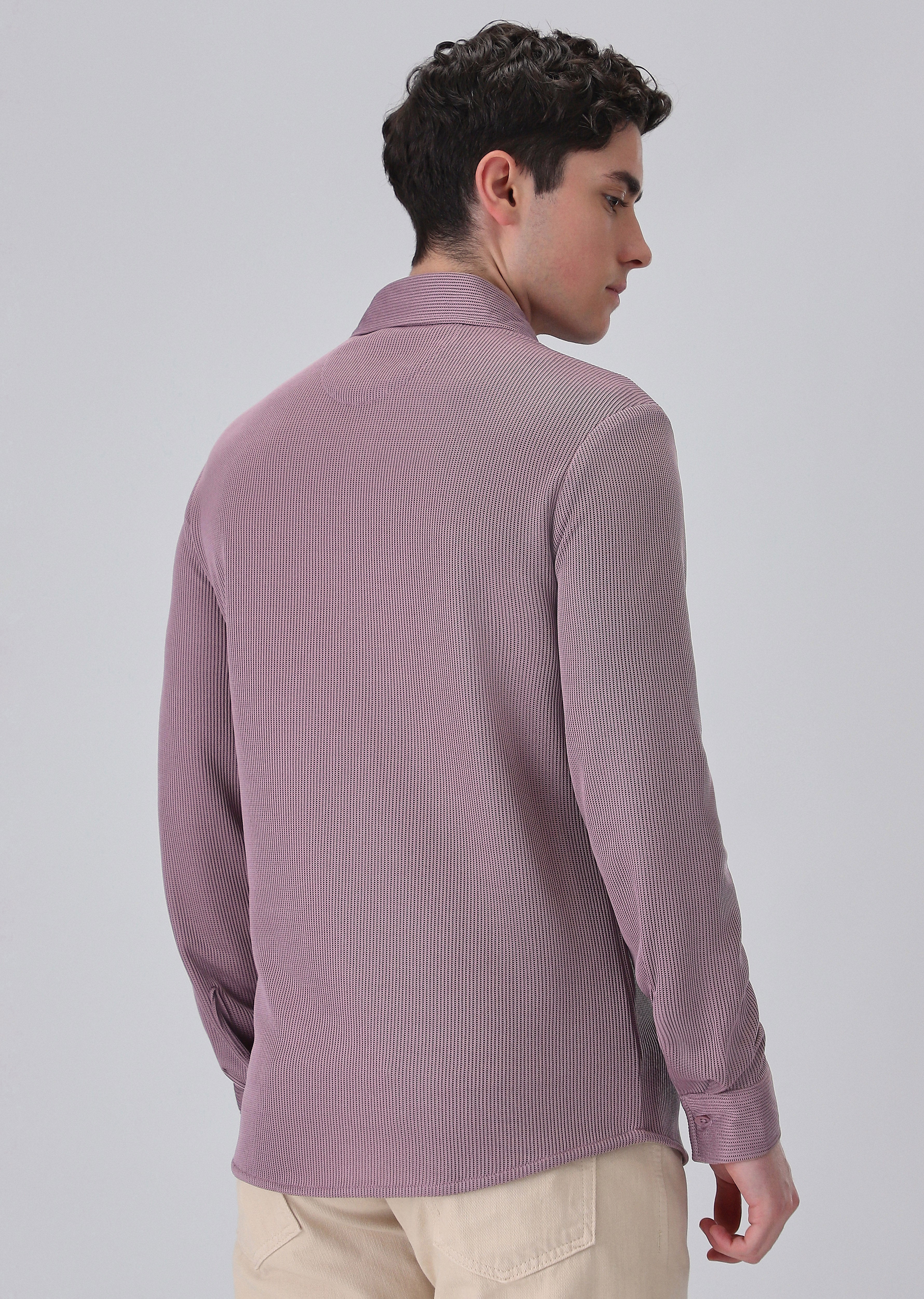 Lilac Plain Knitted Shirt