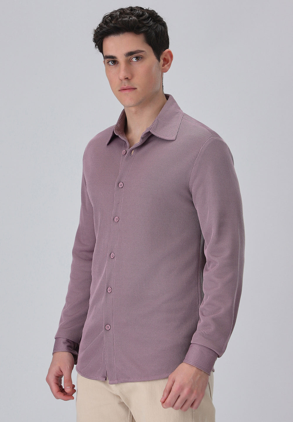 Lilac Plain Knitted Shirt