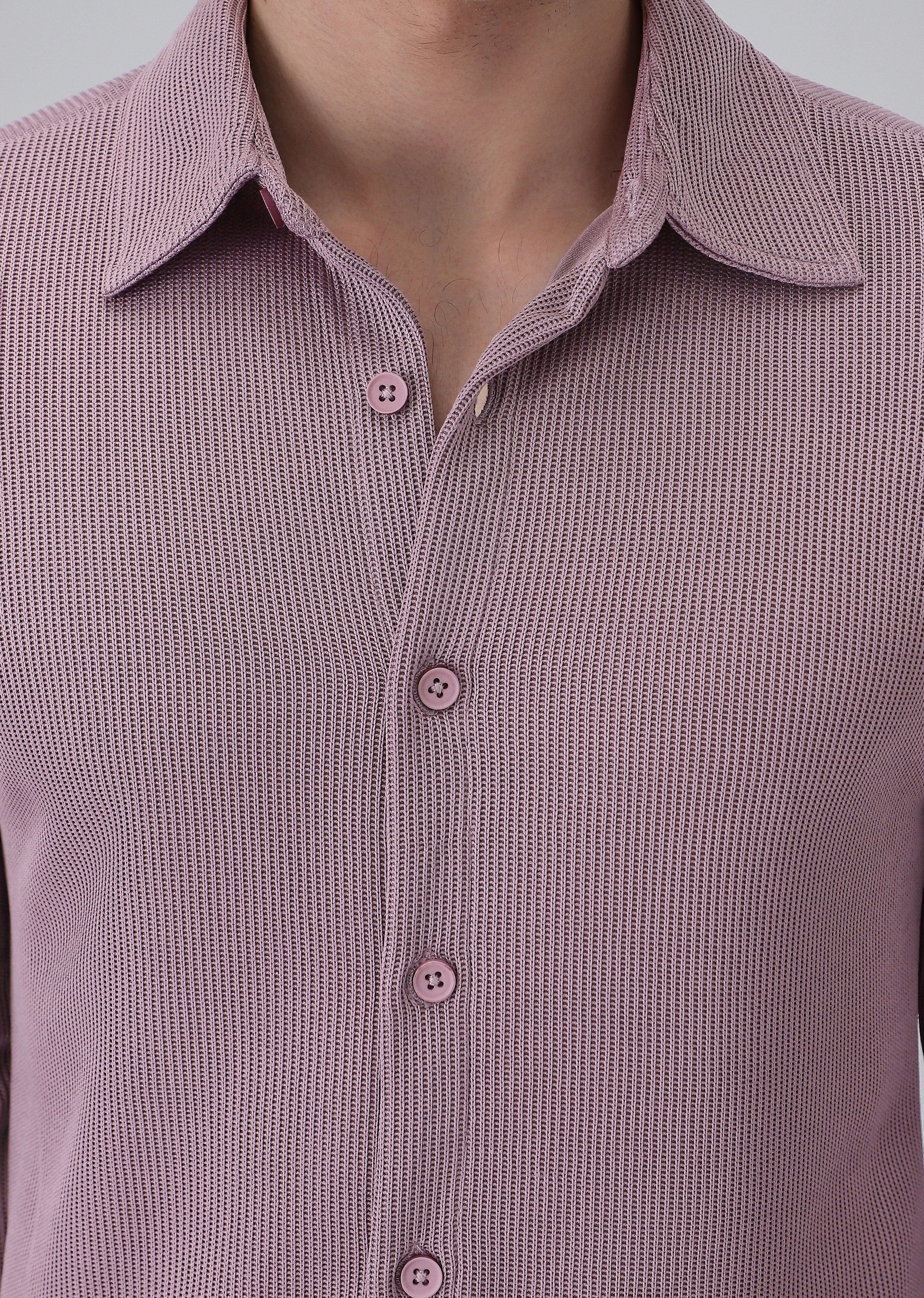 Lilac Plain Knitted Shirt