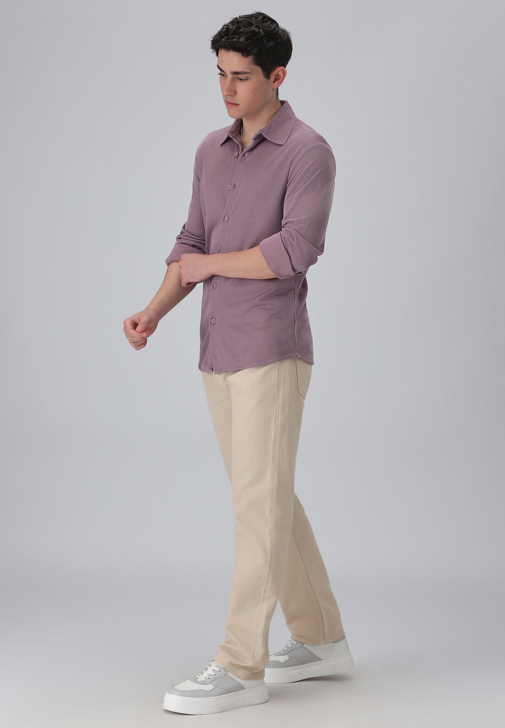 Lilac Plain Knitted Shirt