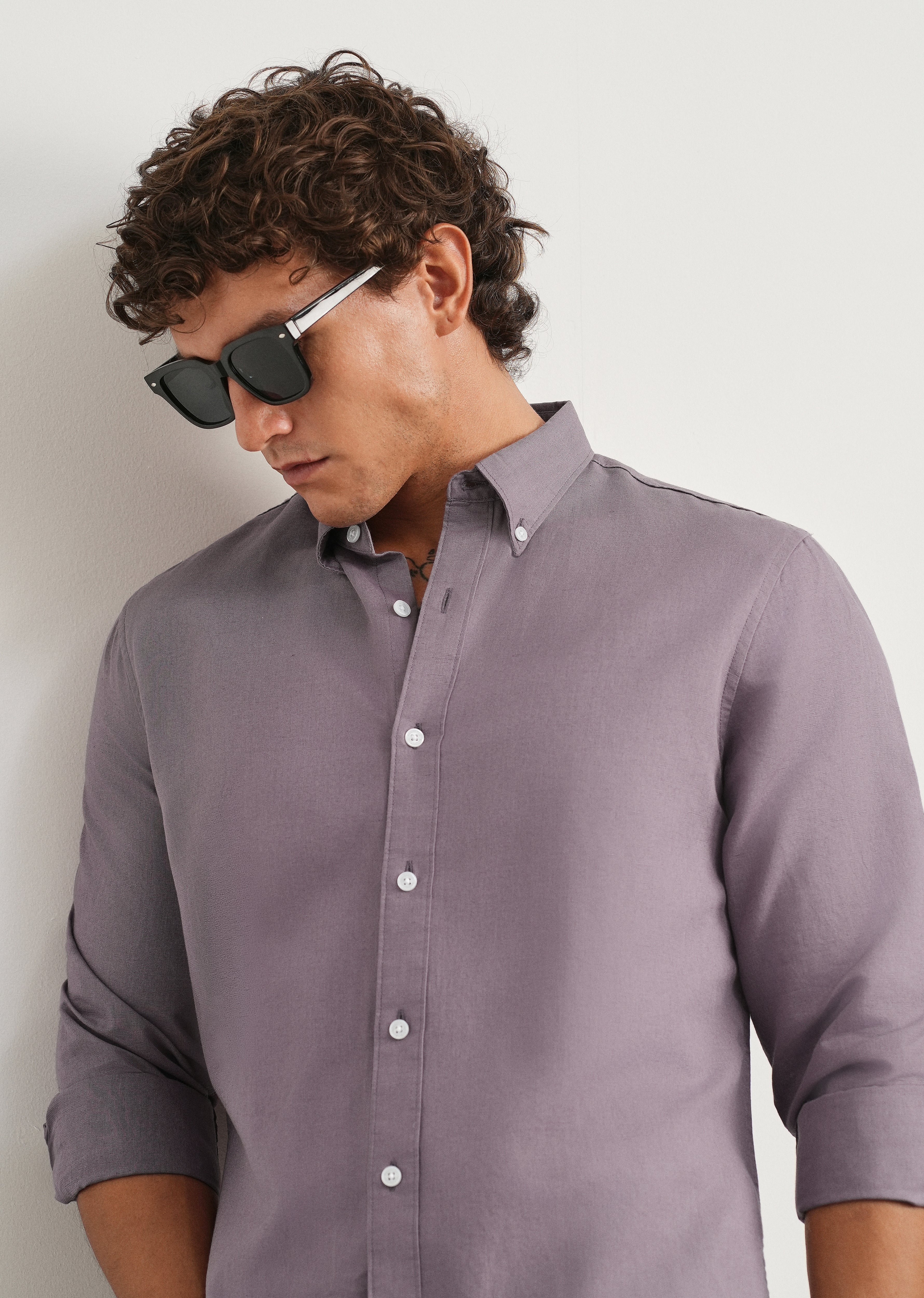 Lilac Cotton Linen Shirt
