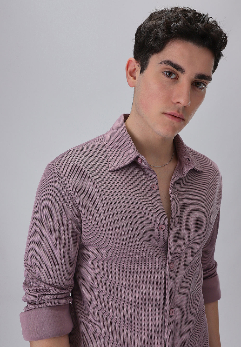 Lilac Plain Knitted Shirt