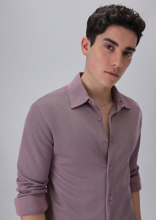 Lilac Plain Knitted Shirt