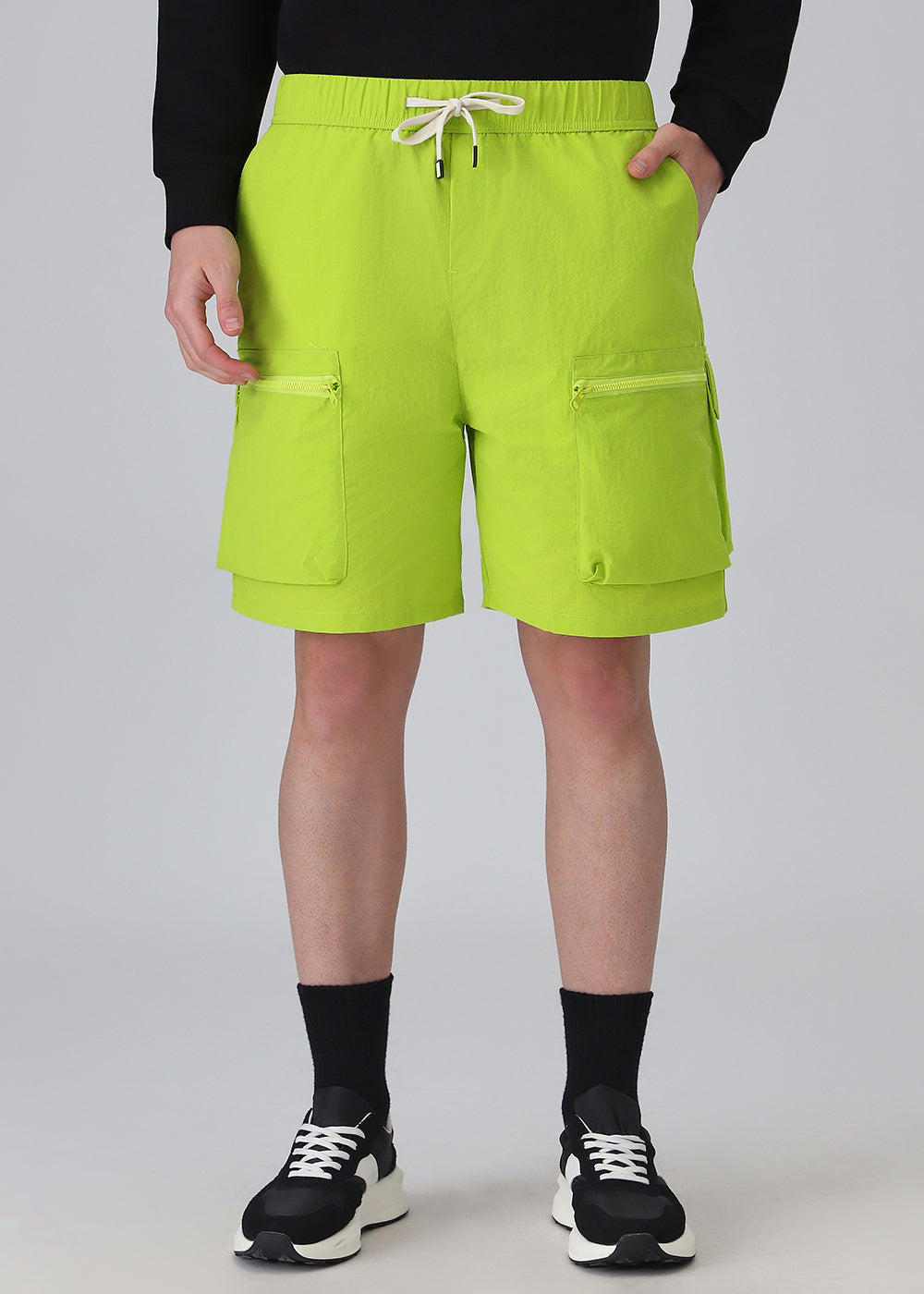 Lime Green Zip Pocket Cargo Shorts