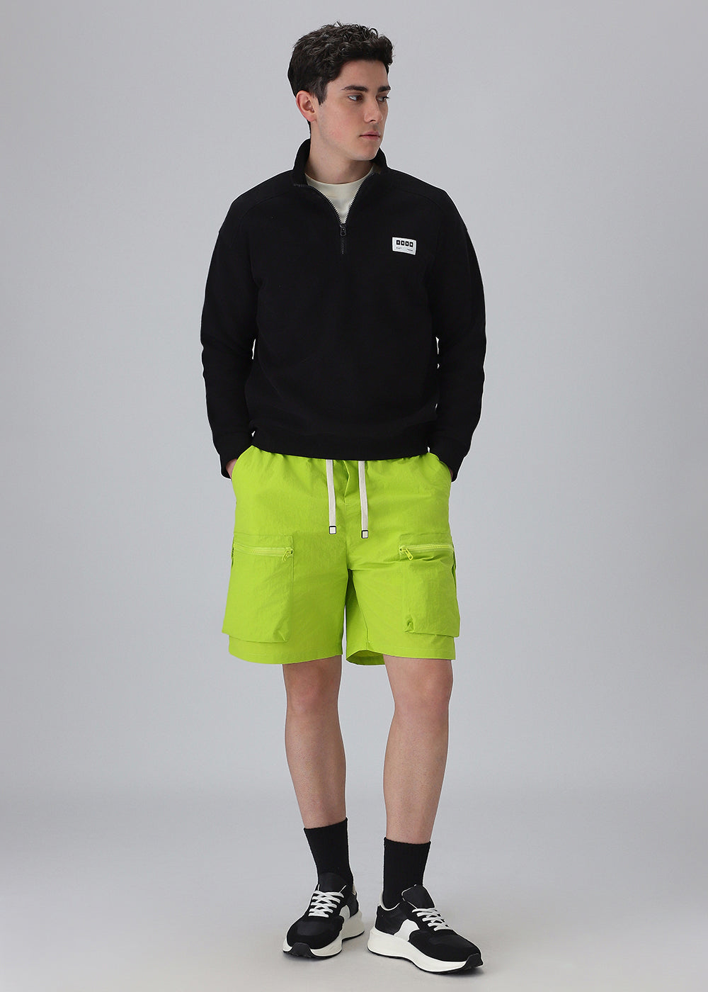 Lime Green Zip Pocket Cargo Shorts