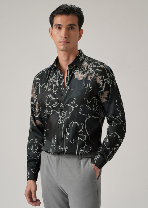 Line Floral Print Shirt