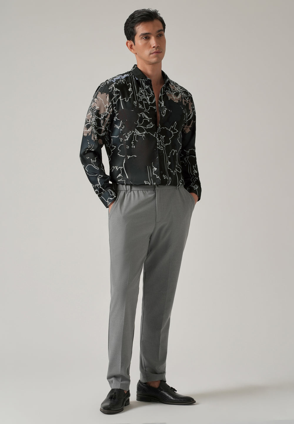 Line Floral Print Shirt