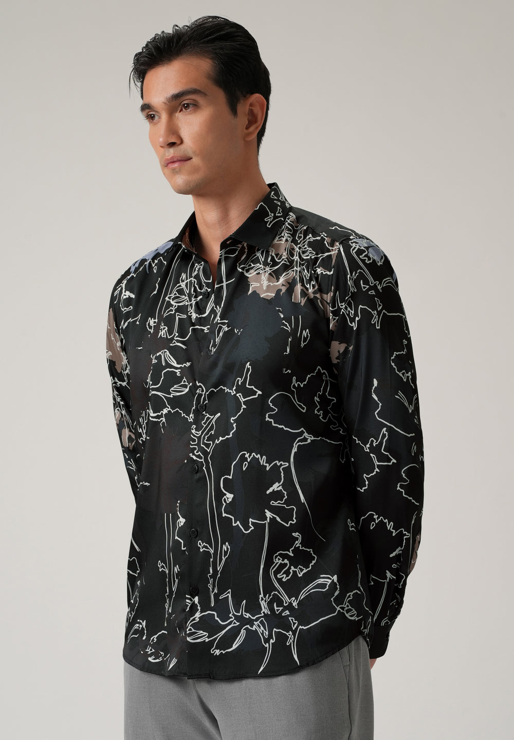 Line Floral Print Shirt