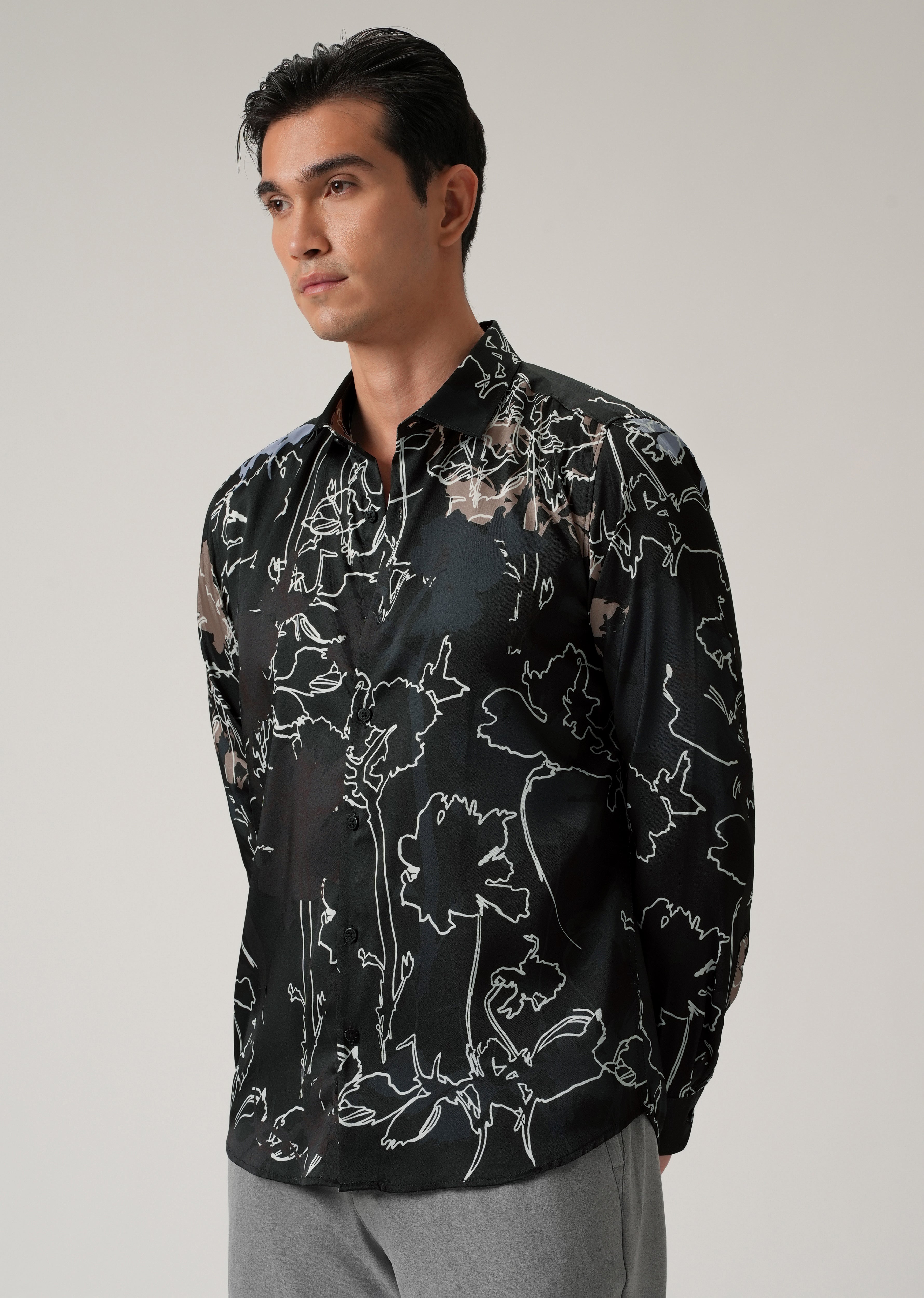 Line Floral Print Shirt