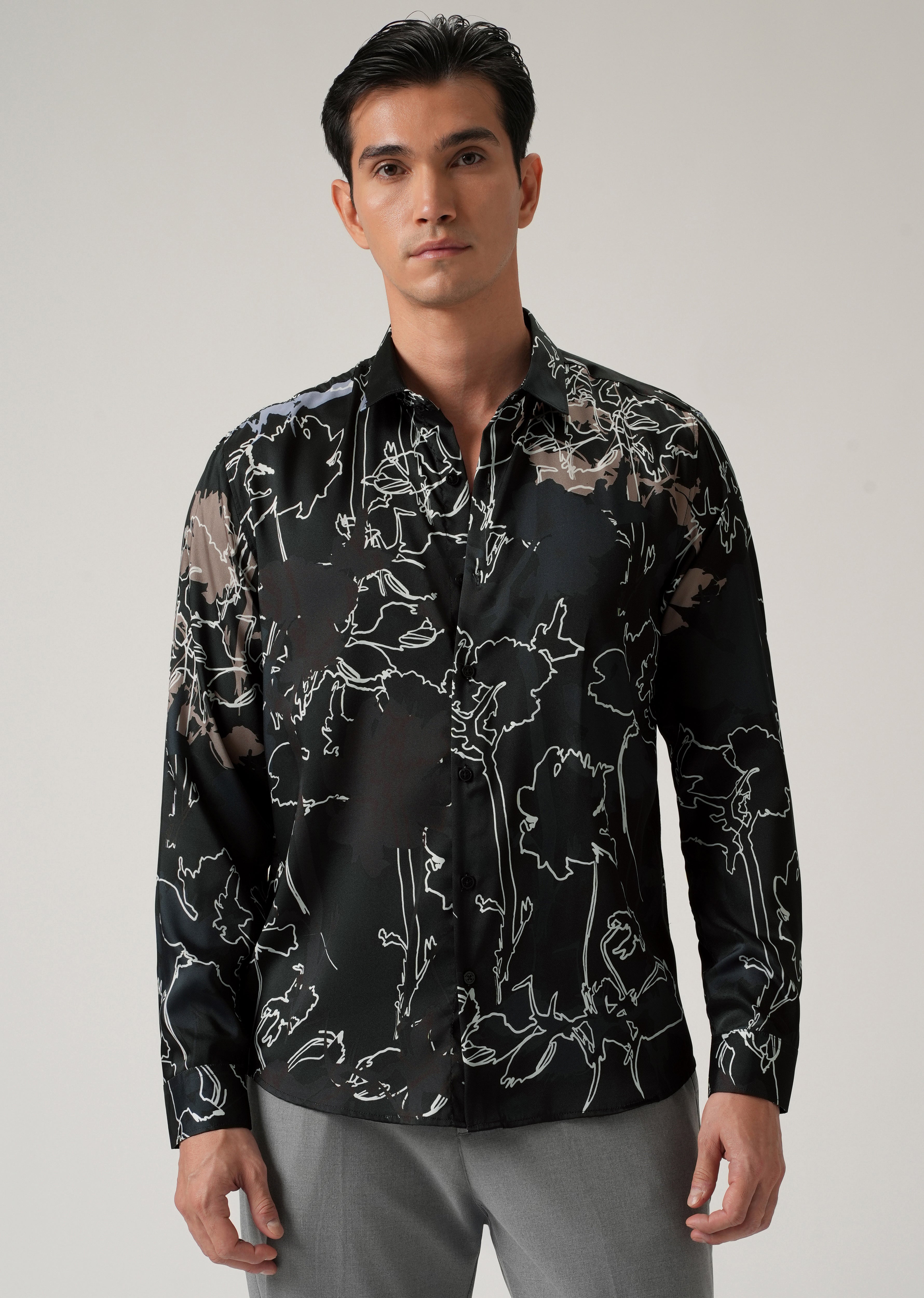 Line Floral Print Shirt