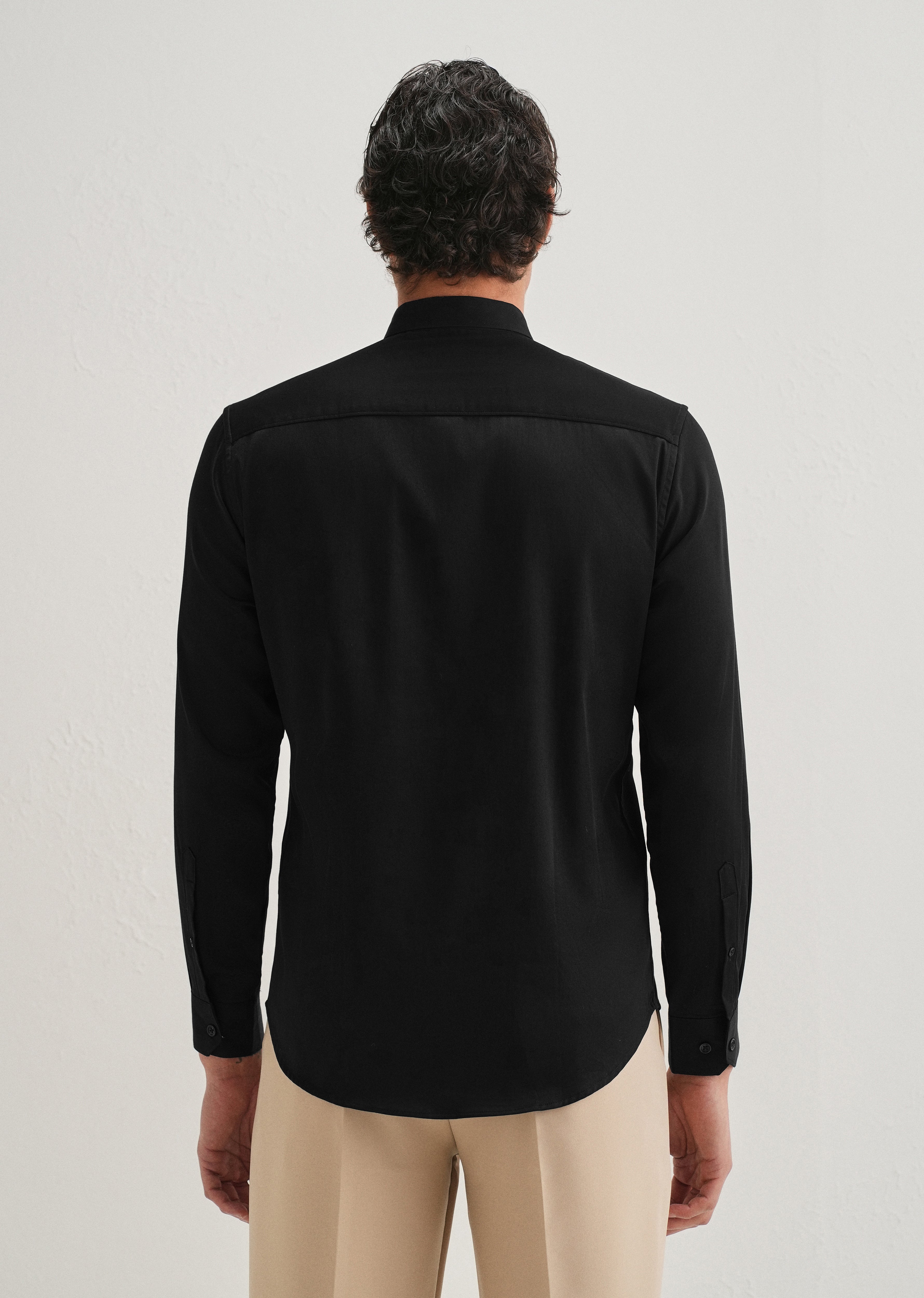 Lion Mane Embellished Black Designer Shirt