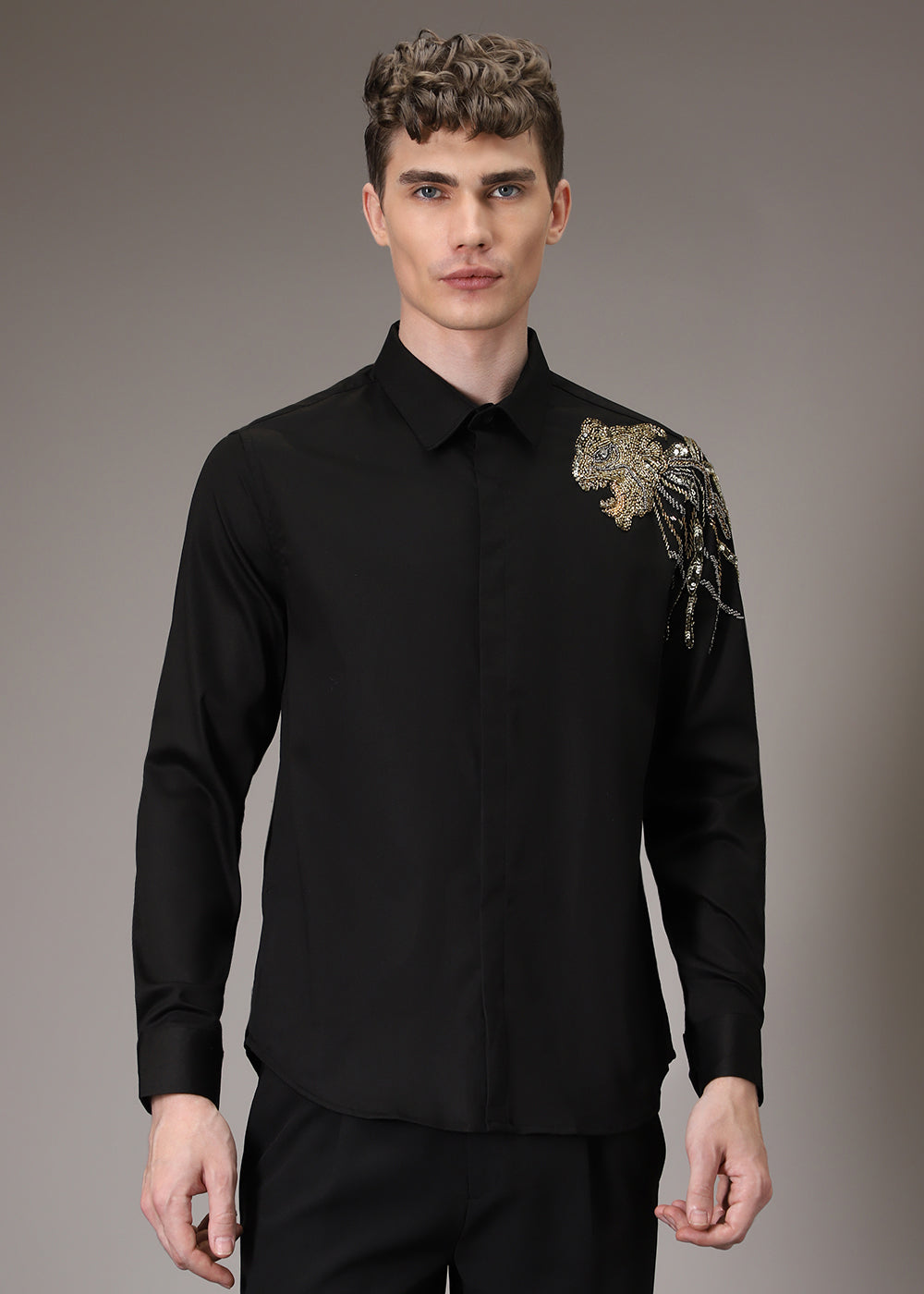 Lion Luxe Black Sequenced Shirt