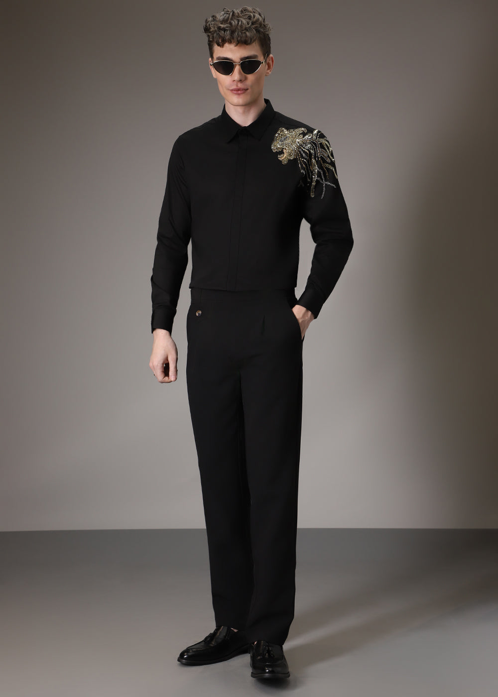 Lion Luxe Black Sequenced Shirt