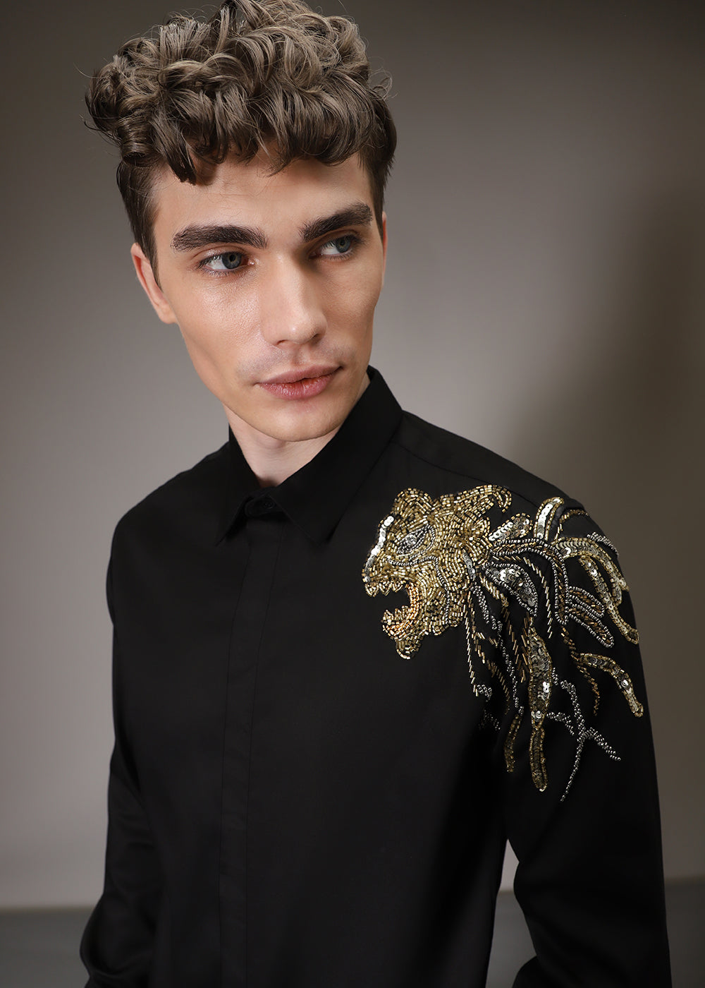 Lion Luxe Black Sequenced Shirt