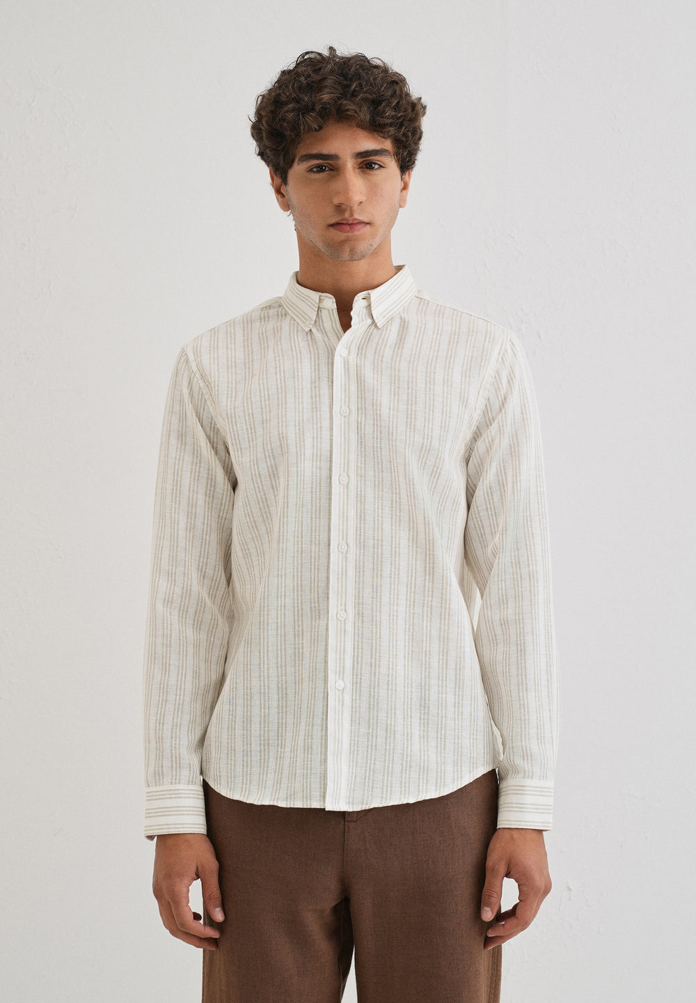 Loral Oak Stripe Blended Linen shirt