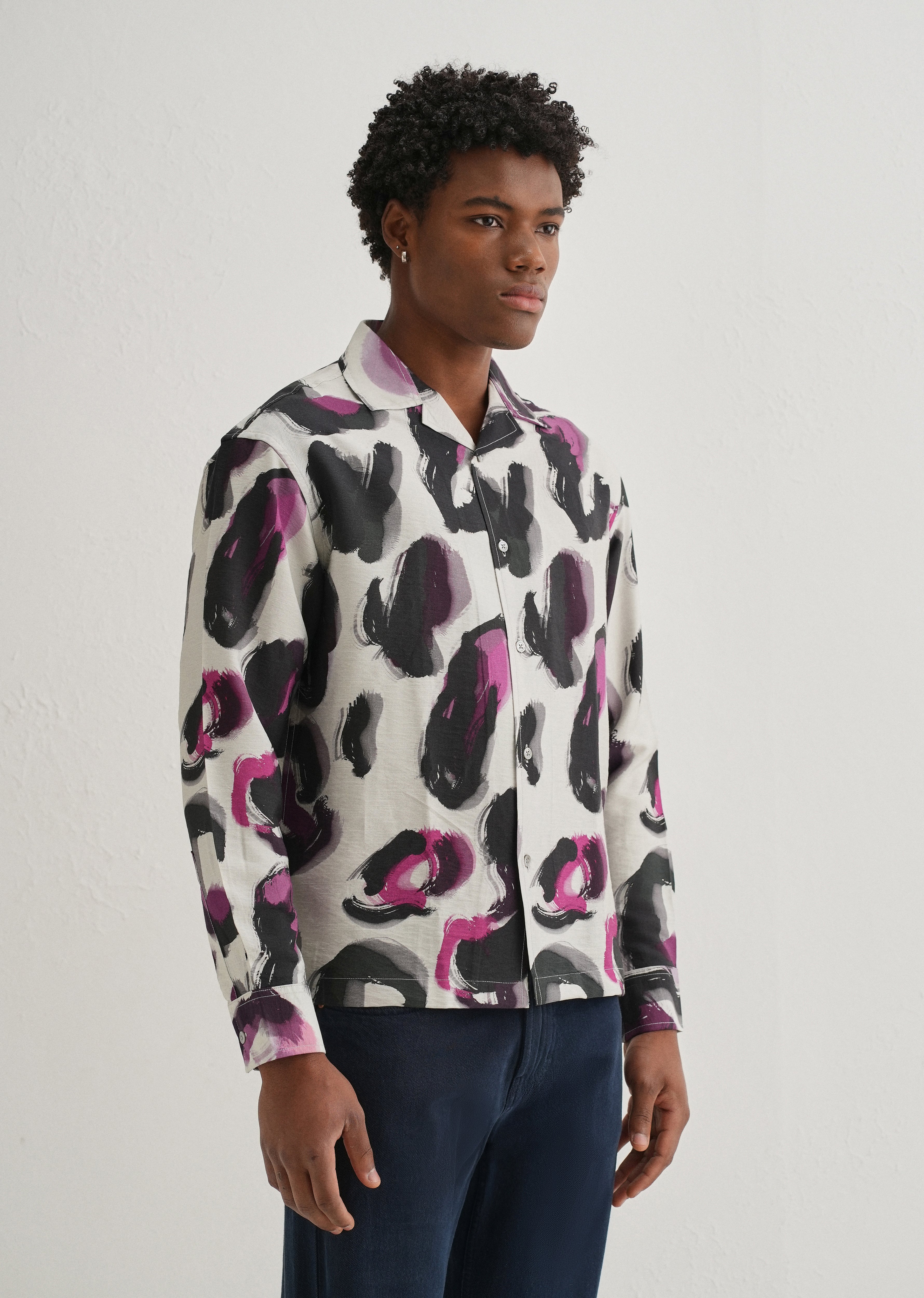 Magenta Noir Art Printed Shirt