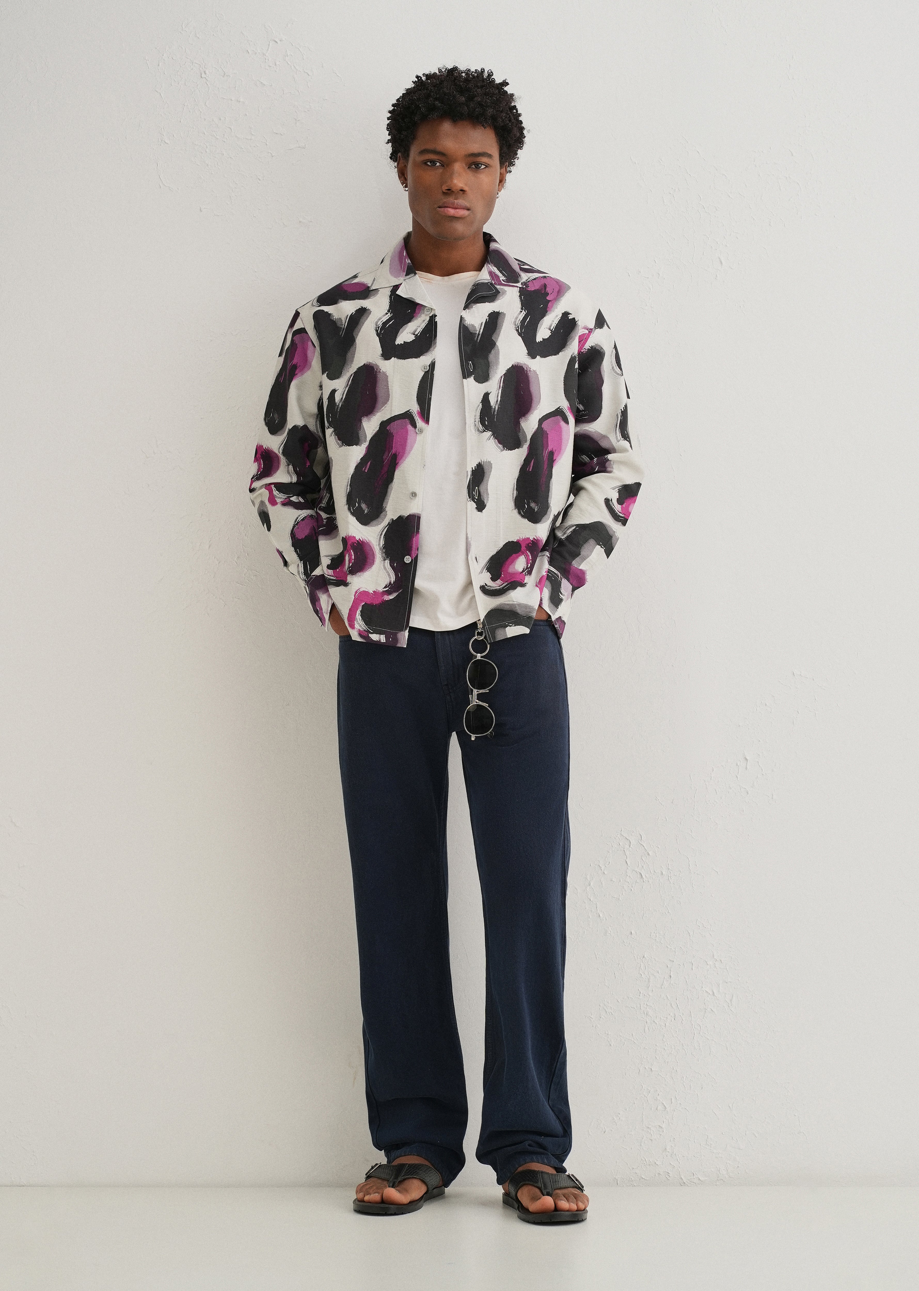 Magenta Noir Art Printed Shirt