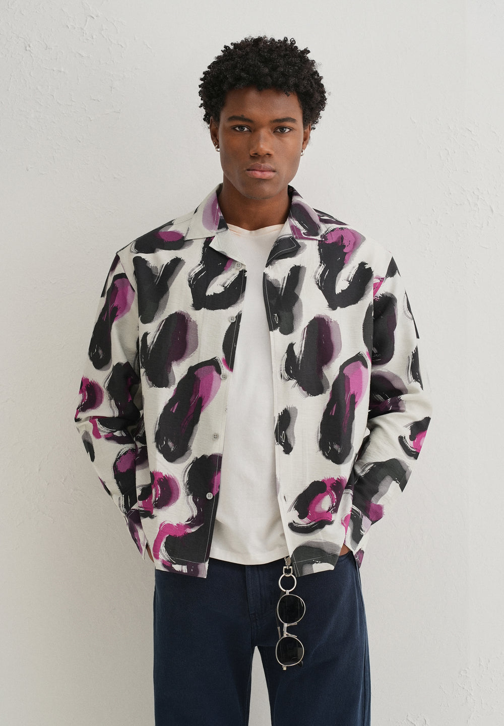 Magenta Noir Art Printed Shirt