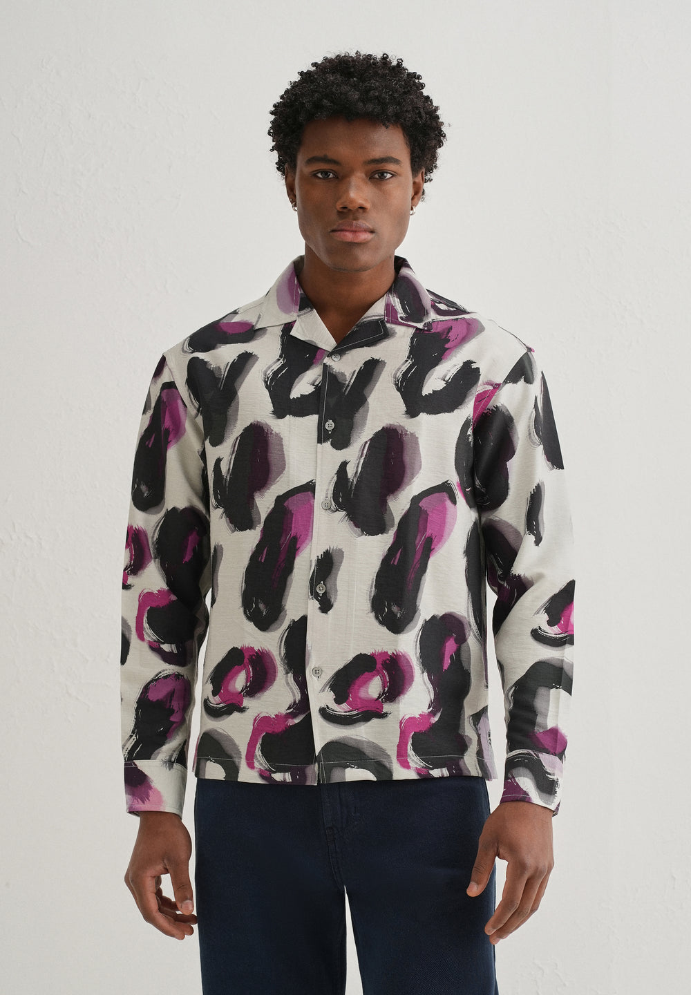 Magenta Noir Art Printed Shirt