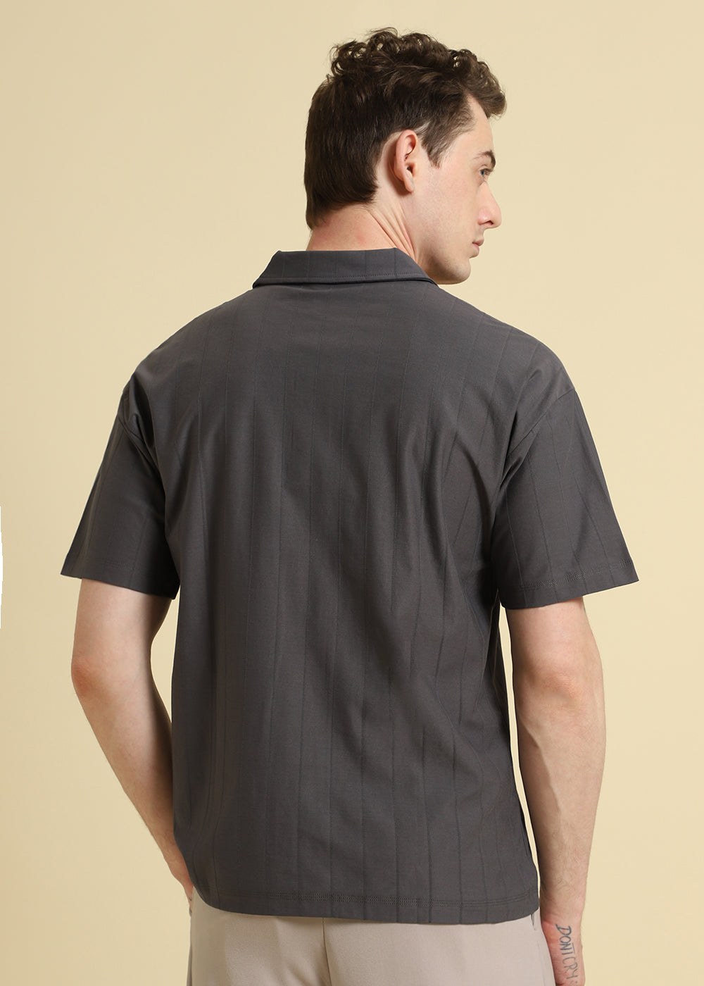 Magnetic Grey Striped Polo T-shirt