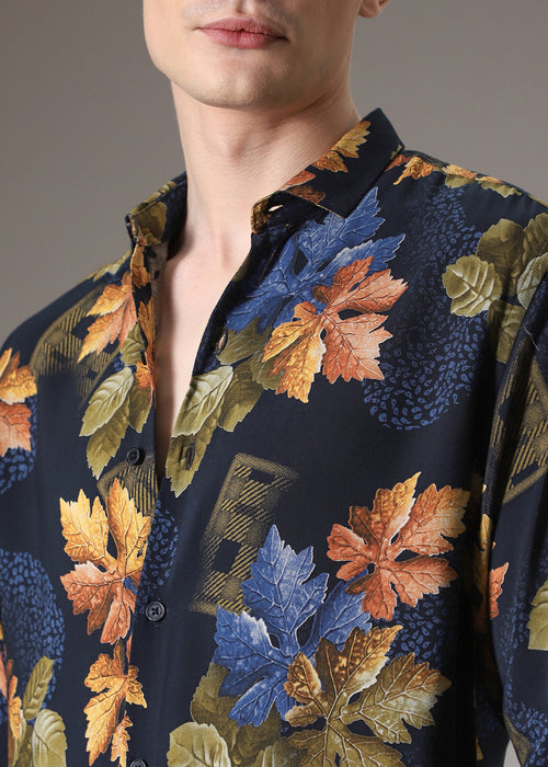 Maple Leaf Blue Feather Shirt