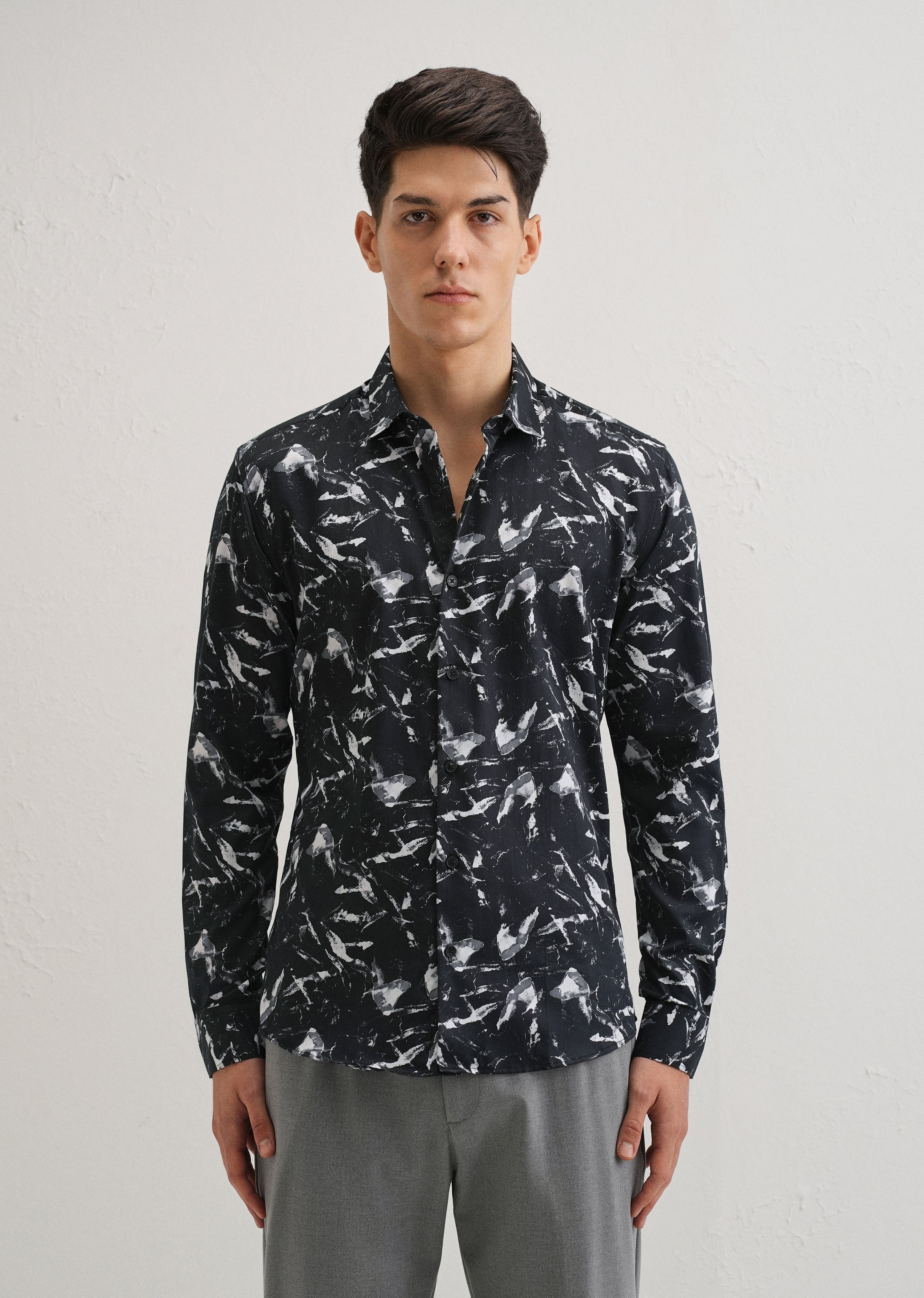 Marble Black Printed Shirt